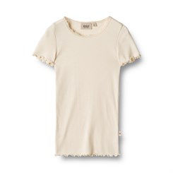 Wheat Rib T-Shirt Lace SS - Cream